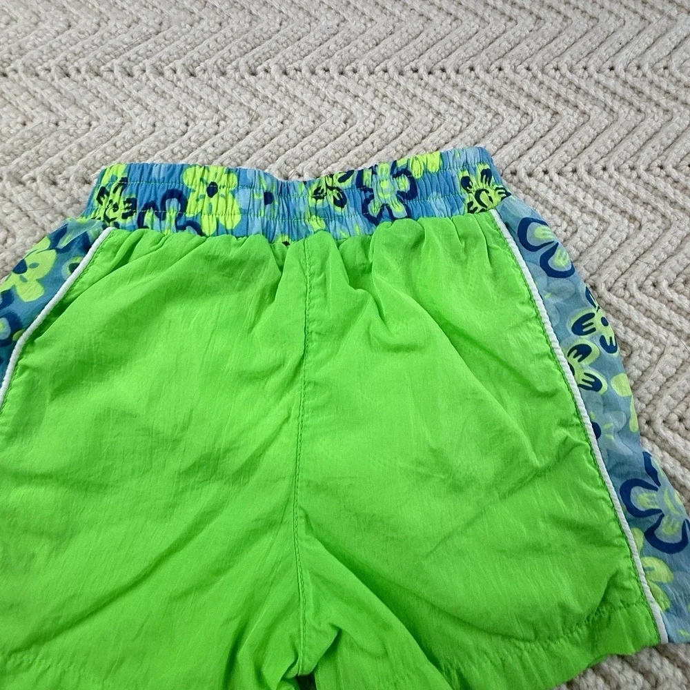 Disney Mickey Mouse Swim Trunks Size 12 Month Neon Green Vintage 90s‎ Retro